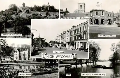 AK / Ansichtskarte  High_Wycombe_Buckinghamshire_UK Dashwood Mausoleum High Street Little Market House Abbey School The Dyke Wendover Way