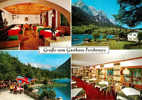 AK / Ansichtskarte  Mittenwald_Bayern Gasthaus Ferchensee Gastraeume Terrasse