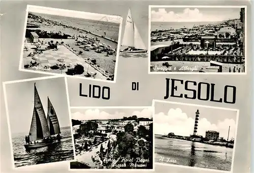 AK / Ansichtskarte  Lido_di_Jesolo_IT Lungomare Spiaggia e Alberghi Parco Hotel Bagni Piazza Marconi Il Faro