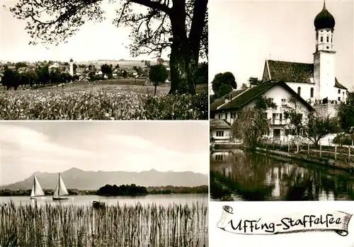 AK / Ansichtskarte  Uffing_Staffelsee Panorama Segelpartie Kirche