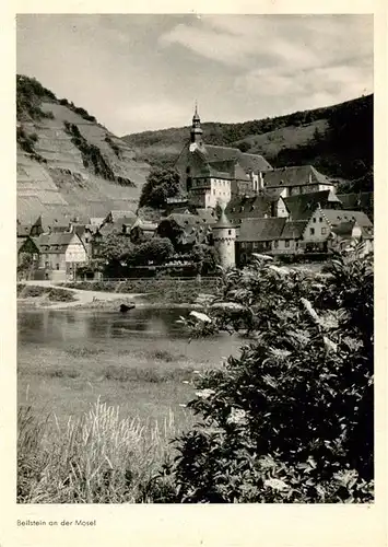 AK / Ansichtskarte  Beilstein_Mosel Partie an der Mosel mit Kirche