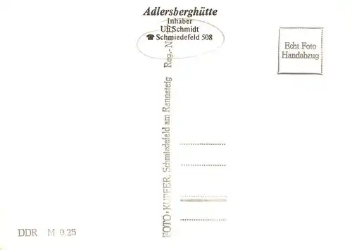 AK / Ansichtskarte  Schmiedefeld_Rennsteig Bergbaude Adlersberg