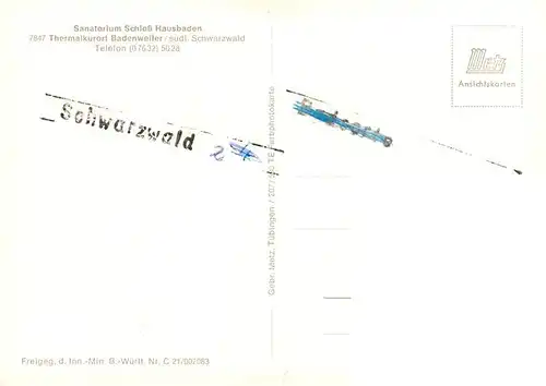 AK / Ansichtskarte  Badenweiler Sanatorium Schloss Hausbaden