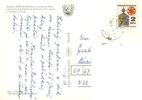 AK / Ansichtskarte  Zatec_Saaz_CZ Namesti VRSR Hostalkovo namesti Vitani rudoarmejcu Sidliste Historicka cas mesta s Knezskou branou