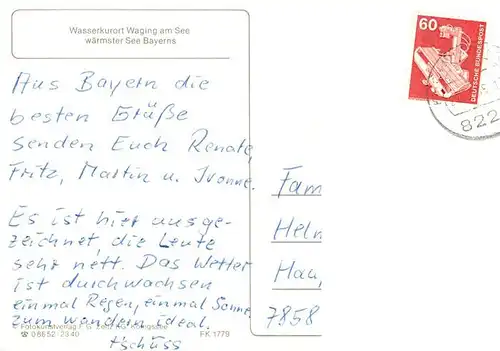 AK / Ansichtskarte  Waging_See Kirche Seepartien Hotel