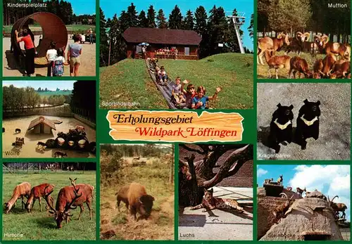 AK / Ansichtskarte 73904344 Loeffingen Wildpark Loeffingen Kinderspielplatz Woelfe Hirsche Mufflons Kragenbaeren Luchs Steinboecke Sportrodelbahn