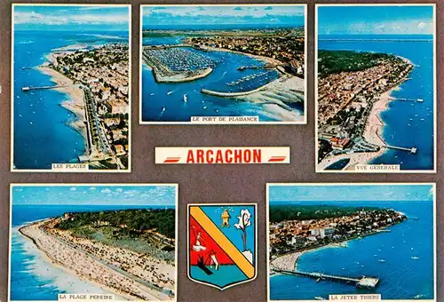 AK / Ansichtskarte  Arcachon_33_Gironde Les Plages Le Port de Plabance Vue generale aerienne La Plage Pereire La Jetee Thiers