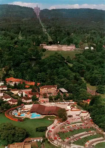 AK / Ansichtskarte  Wilhelmshoehe_Kassel Kurhessen Therme Bergpark Schloss und Herkules Quelle Fliegeraufnahme