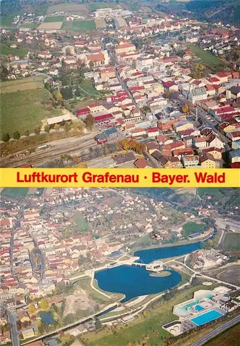 AK / Ansichtskarte 73904450 Grafenau_Niederbayern Fliegeraufnahmen mit Freibad und Kurpark