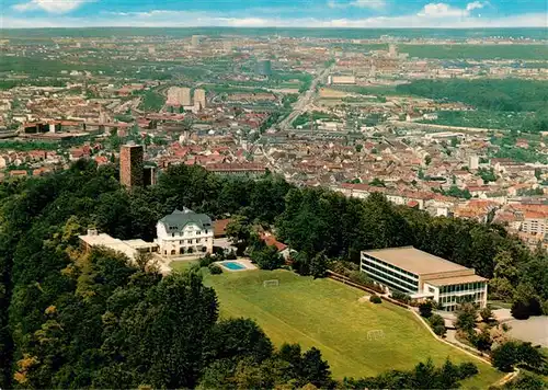 AK / Ansichtskarte  Karlsruhe_Baden Sportschule Schoeneck des Bad Fussballverbandes Fliegeraufnahme