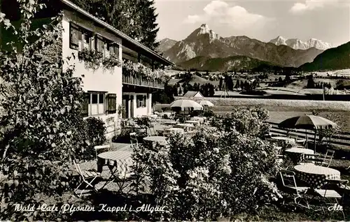 AK / Ansichtskarte 73904599 Kappel_Pfronten Waldcafé Blick auf Saeuling und Zugspitze Wettersteingebirge