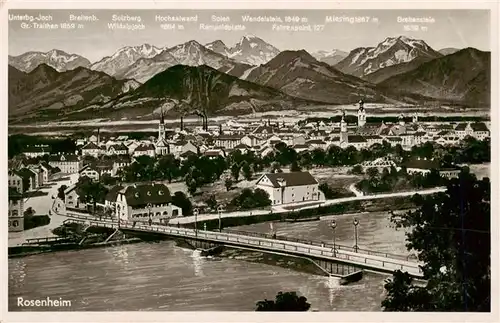 AK / Ansichtskarte  Rosenheim__Bayern Stadtpanorama mit Inn Alpenblick Feldpost