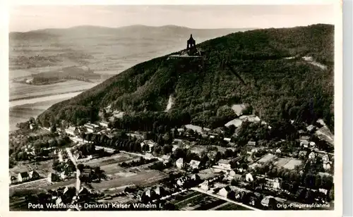 AK / Ansichtskarte  Porta_Westfalica Panorama mit Denkmal Kaiser Wilhelm I Original Fliegeraufnahme