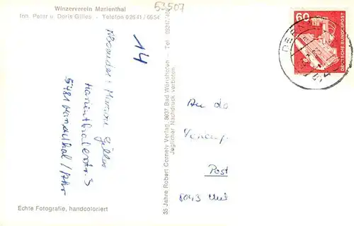 AK / Ansichtskarte 73904725 Marienthal_Dernau Winzerverein Gasthaus Panorama Weinreben Urkunde
