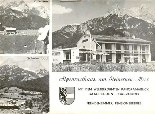 AK / Ansichtskarte  Saalfelden_Steinernes_Meer_AT Alpenrasthaus am Steinernen Meer Panorama Ritzensee Schwimmbad