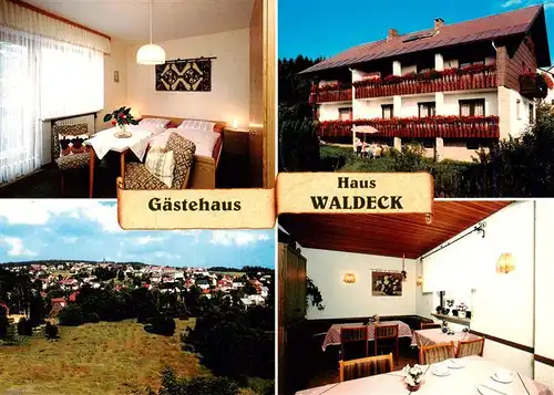 AK / Ansichtskarte 73904857 Fichtelberg_Fichtelgebirge_Bayreuth Gaestehaus Haus Waldeck Fremdenzimmer Gastraum Panorama