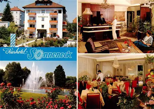 AK / Ansichtskarte 73904869 Bad_Kissingen Hotel Sonneneck Restaurant Rezeption Park Wasserspiele