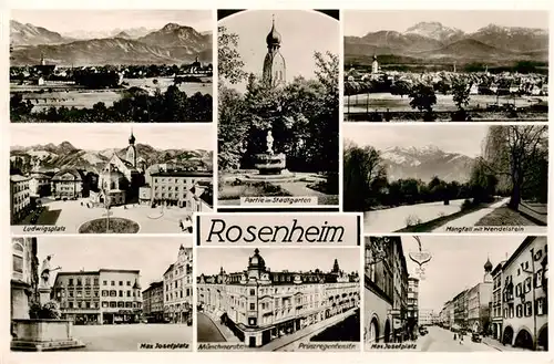 AK / Ansichtskarte  Rosenheim__Bayern Panorama Stadtgarten Ludwigsplatz Mangfall mit Wendelstein Max Josef Platz Prinzregentenstrasse