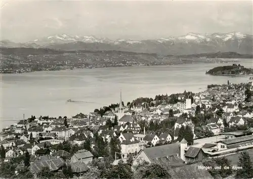 AK / Ansichtskarte  Horgen_ZH Panorama mit Alpen