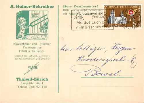AK / Ansichtskarte  Thalwil_Thalweil_ZH Hafner Schreiber Klavierbauer Angebotskarte