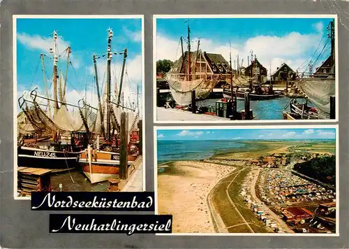 AK / Ansichtskarte 73904925 Neuharlingersiel Fischerboote Fischerhafen Fliegeraufnahme