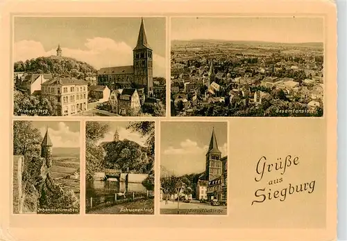 AK / Ansichtskarte  Siegburg Michaelsberg Panorama Johannistuermchen Schwanenteich Servatiuskirche