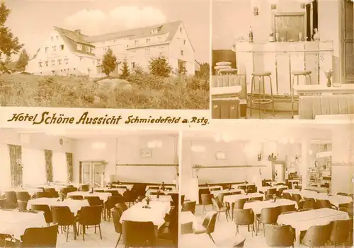 AK / Ansichtskarte  Schmiedefeld_Rennsteig Hotel Schoene Aussicht Gastraeume Bar