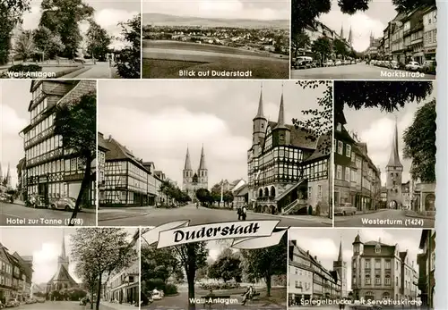 AK / Ansichtskarte  Duderstadt Wall Anlagen Panorama Marktstrasse Hotel zur Tanne Westerturm Spiegelbruecke mit Servatiuskirche