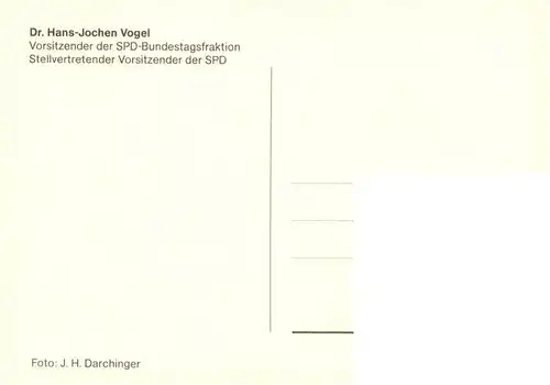 AK / Ansichtskarte  Autogramm Dr.Hans-Jochen Vogel SPD 