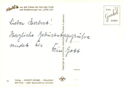 AK / Ansichtskarte  Mecki_Nr. Nr.40Gebrueder Diehl Hoer zuWir gratulieren