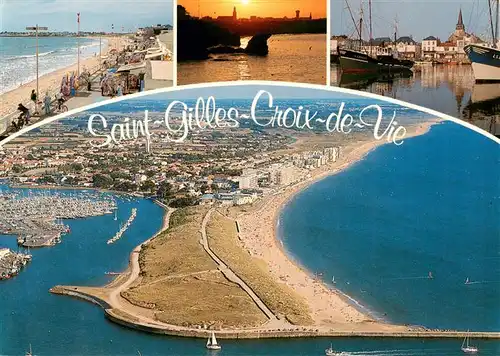 AK / Ansichtskarte  Saint-Gilles-Croix-de-Vie_Vendee La Grande Plage et le port Vue aerienne