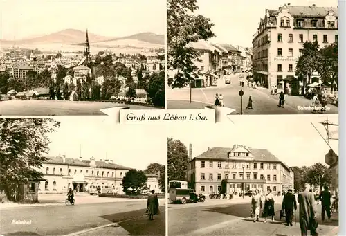 AK / Ansichtskarte  Loebau_Sachsen Panorama Bahnhofstrasse Bahnhof Rathaus