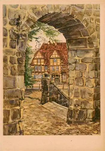 AK / Ansichtskarte 73905339 Quedlinburg Blick auf das Klopstock Haus Gemaelde