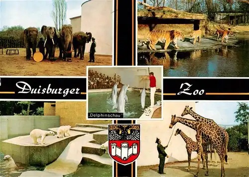 AK / Ansichtskarte 73905381 Zoo_Gardin_Zoologique-- Duisburger Zoo Giraffen Elefant Eisbaer Tieger