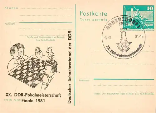 AK / Ansichtskarte  Schach_Chess_Echecs DDR Pokalmeisterschaft Finale 