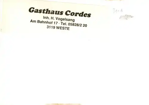 AK / Ansichtskarte 73905406 Weste_Uelzen Gasthaus Cordes