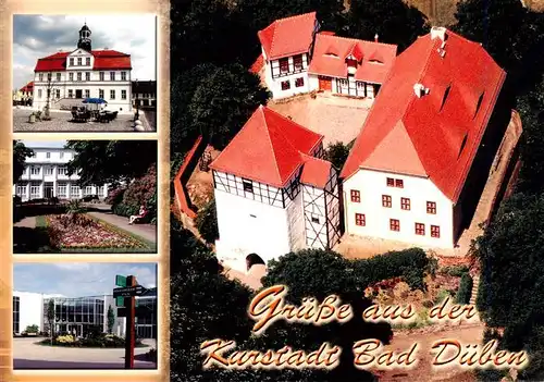 AK / Ansichtskarte 73905438 Bad_Dueben Rathaus Kurpark mit altem Moorbad Heide Spa Burg mit Burgwaechterhaus