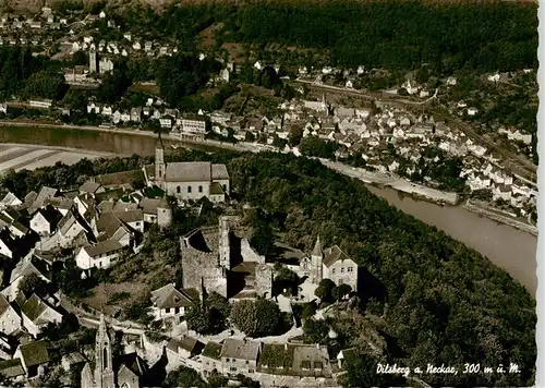 AK / Ansichtskarte  Dilsberg_Neckar_Neckargemuend Fliegeraufnahme mit Schloss und Kirchen