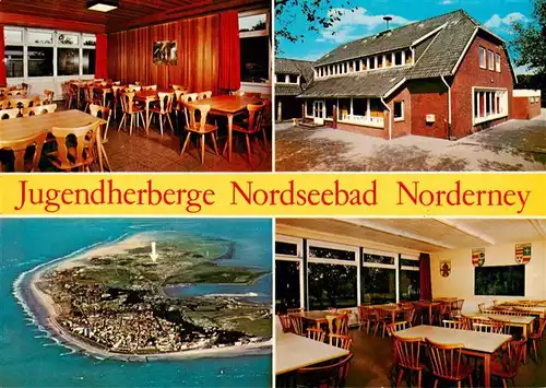 AK / Ansichtskarte 73905569 Norderney_Nordseebad Jugendherberge Gastraeume Fliegeraufnahme