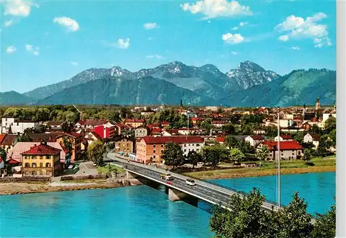 AK / Ansichtskarte  Rosenheim__Bayern Innbruecke mit Wendelsteingebirge