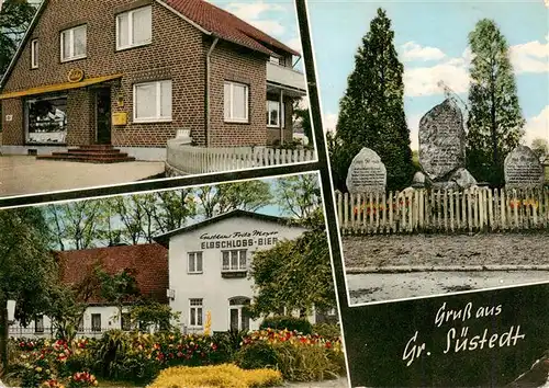 AK / Ansichtskarte 73905676 Gross_Suestedt Gasthaus Fritz Meyer Edeka Geschaeft Gedenkstaette