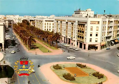 AK / Ansichtskarte  Rabat__Maroc Avenue Mohammed V et Armoiries de la Ville