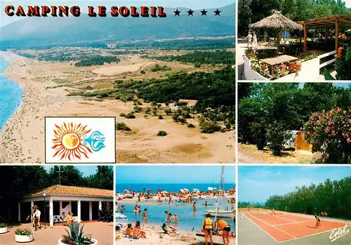 AK / Ansichtskarte  Argeles-sur-Mer_66_Pyrenees-Orientales Camping Le Soleil Plage Nord Vue aerienne Tennis