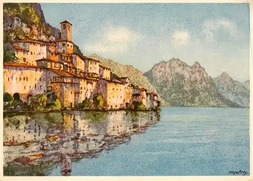AK / Ansichtskarte  Gandria_Lago_di_Lugano Motiv Kuenstlerkarte