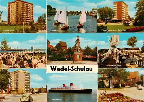 AK / Ansichtskarte  Schulau_Wedel Hochhaus Hafen Hafenstrasse Roland Hanseatic Willkomm Hoeft Rathaus