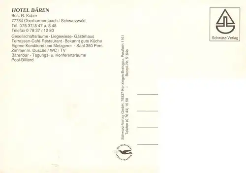 AK / Ansichtskarte 73905751 Oberharmersbach Hotel Baeren