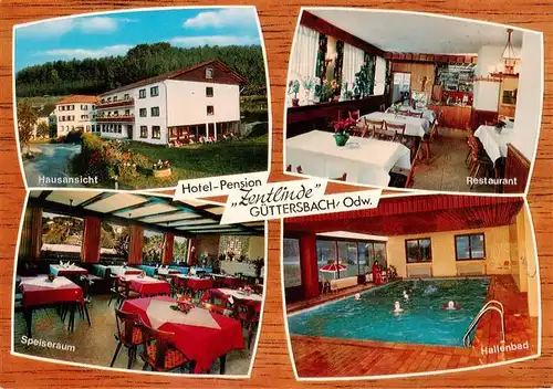 AK / Ansichtskarte  Guettersbach Hotel Pension Zentlinde Hausansicht Restaurant Speiseraum Hallenbad