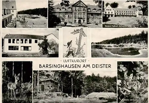 AK / Ansichtskarte  Barsinghausen Wilhelm Stedtler Schule Schwimmbad Reh und Rehkitz im Deister Freilicht Buehne 