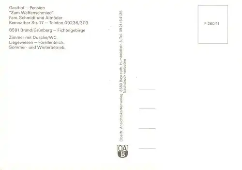 AK / Ansichtskarte 73905789 Gruenberg_Oberpfalz Gasthof Pension Zum Waffenschmied