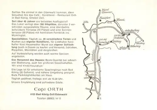 AK / Ansichtskarte  Bad_Koenig_Odenwald Cafe Konditorei Orth Gastraeume